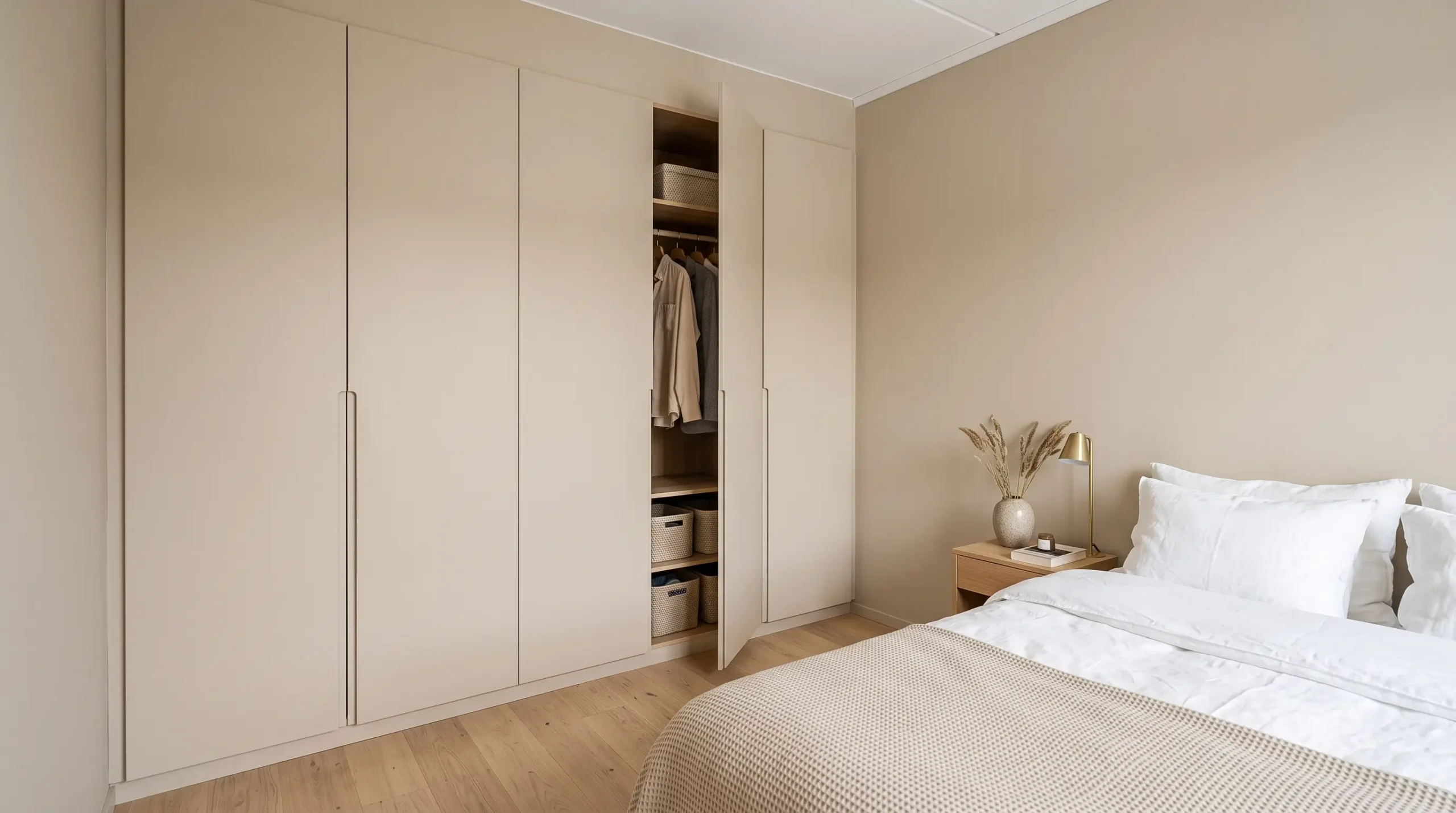 Decorar quarto pequeno sem reforma com paleta de cores clara e continua