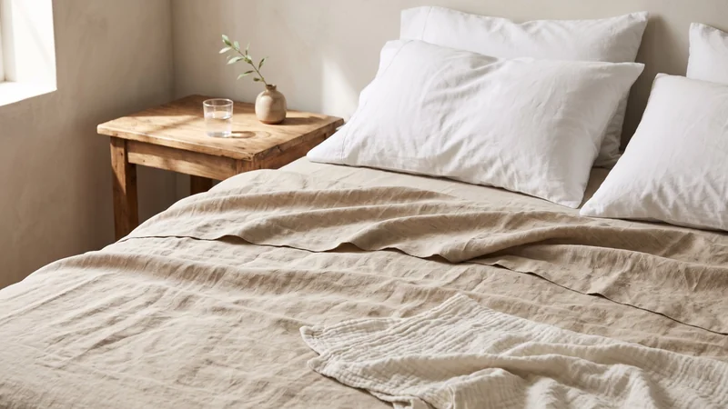 Roupa de cama de linho e algodão para dormir no calor