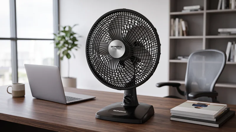 ventilador compacto Mondial VSP-30-B 30 cm em escrivaninha de home office