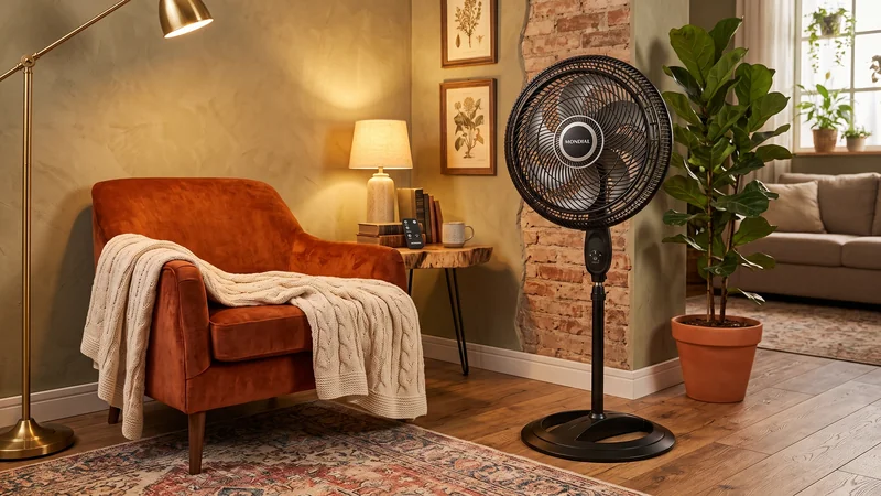 ventilador de coluna Mondial VTX-40C com controle remoto em sala de estar